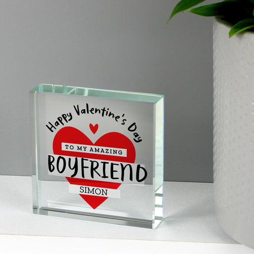 Personalised Valentine's Day Crystal Token With Black Gift Box