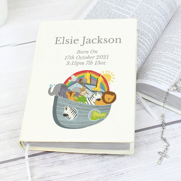 Personalised Noahs Ark Christening Holy Bible - Eco-friendly