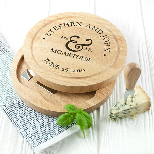 Personalised Mr And Mr Cheese Board Set