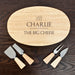 Personalised The Big Cheese Oval Wooden Cheese Board Set