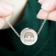 Personalised Rainbow Disc Necklace - Silver