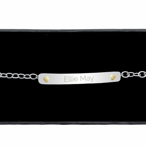 Personalised Sterling Silver and 9ct Gold Bar Bracelet
