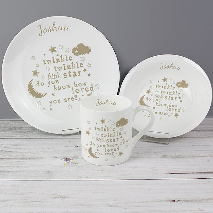 Personalised Ceramic Twinkle Twinkle Little Star Breakfast Set - Myhappymoments.co.uk