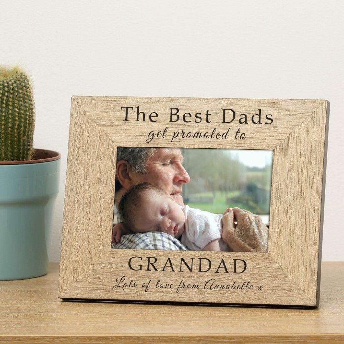 Engraved The Best Dads Get Promoted To Grandad Photo Frame
