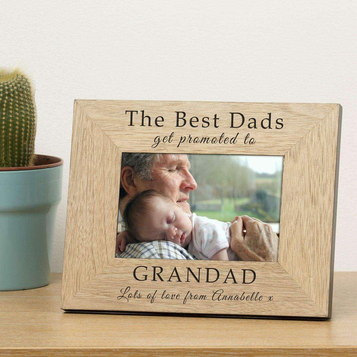 Personalised The Best Dads Get Promoted To Grandad Photo Frame - Myhappymoments.co.uk