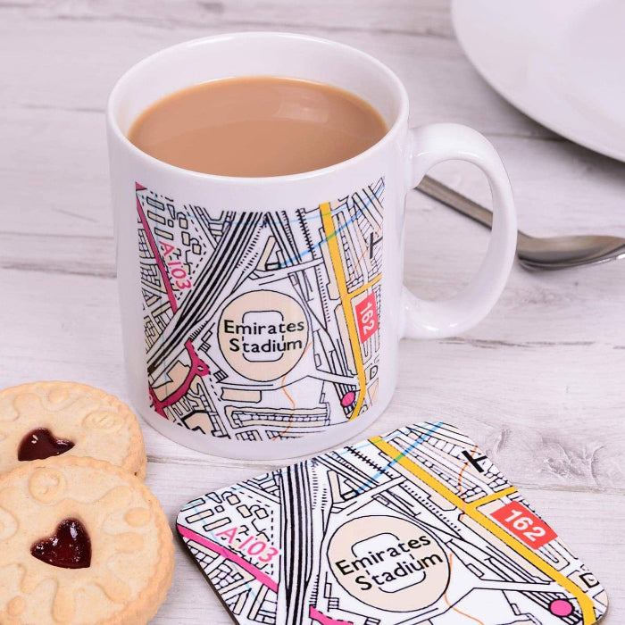 Football Club Stadium Map Mug and Coaster Gift Set