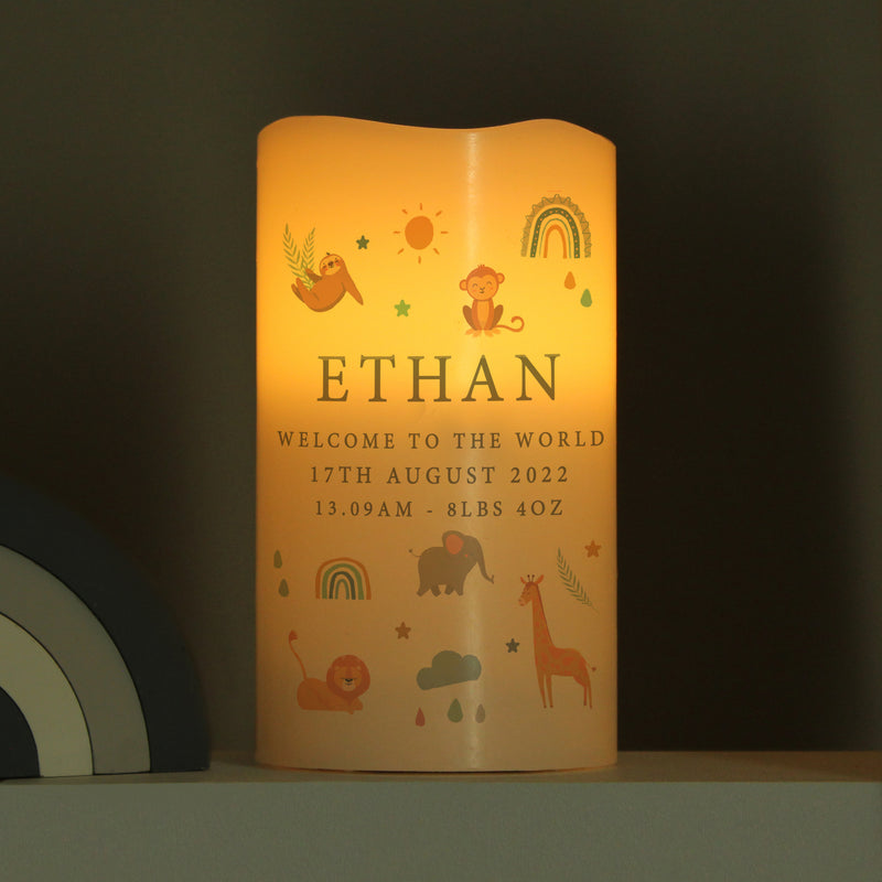 Personalised Safari Animals Nightlight LED Candle
