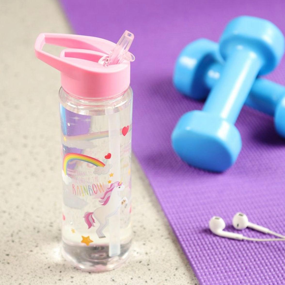 Unicorn Water Bottle with Flip Straw 500ml