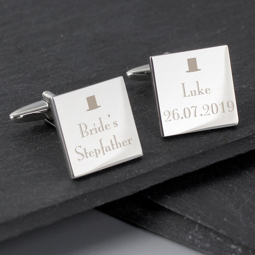 Personalised Wedding Any Role Square Cufflinks - Myhappymoments.co.uk