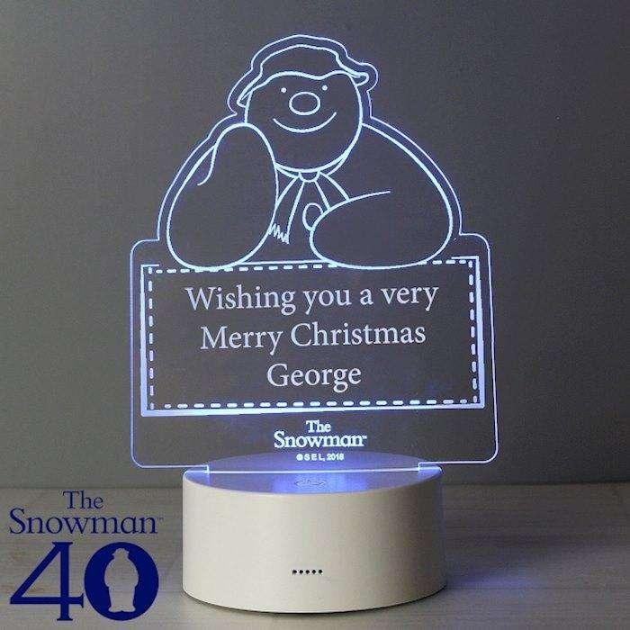 Personalised The Snowman LED Colour Changing Decoration Night Light - Myhappymoments.co.uk