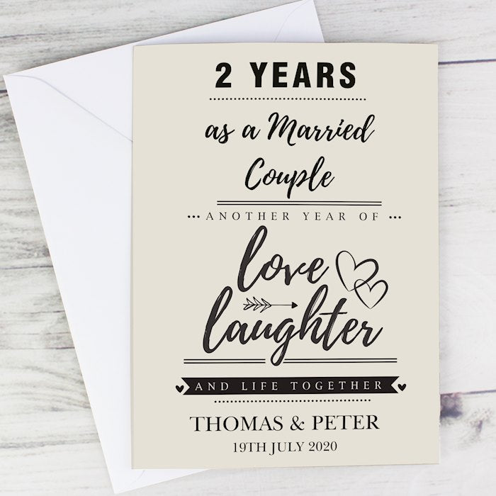 Personalised Love Laughter And Life Together Anniversary Card From Pukkagifts.uk