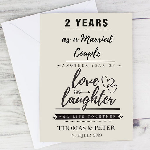 Personalised Love Laughter And Life Together Anniversary Card From Pukkagifts.uk