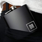 Personalised Initials Monogrammed Black Hip Flask - Myhappymoments.co.uk