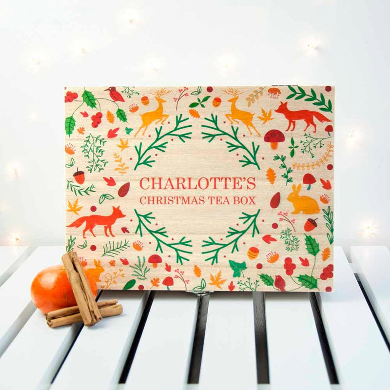 Personalised Festive Woodland Christmas Pukka Tea Box