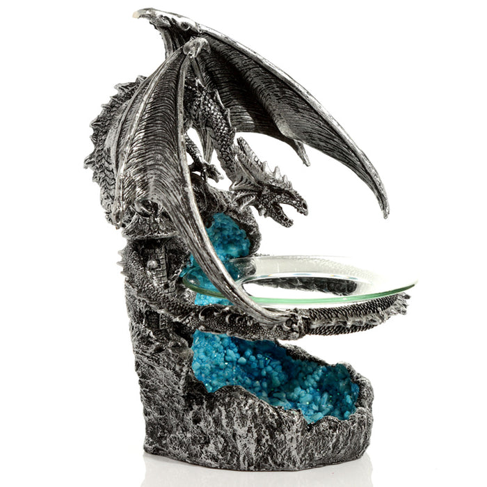 Dark Legends Silver Fortress Oil and Wax Burner with Glass Dish
