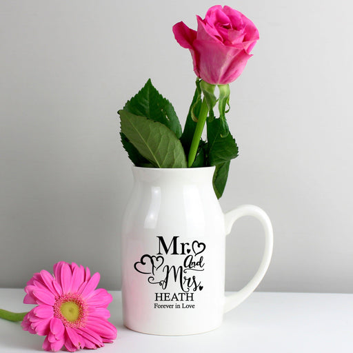 Personalised Mr & Mrs Wedding Flower Jug Vase
