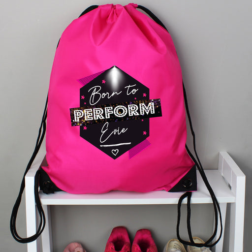 Personalised Born to Perform Pink Kit Drawstring Bag