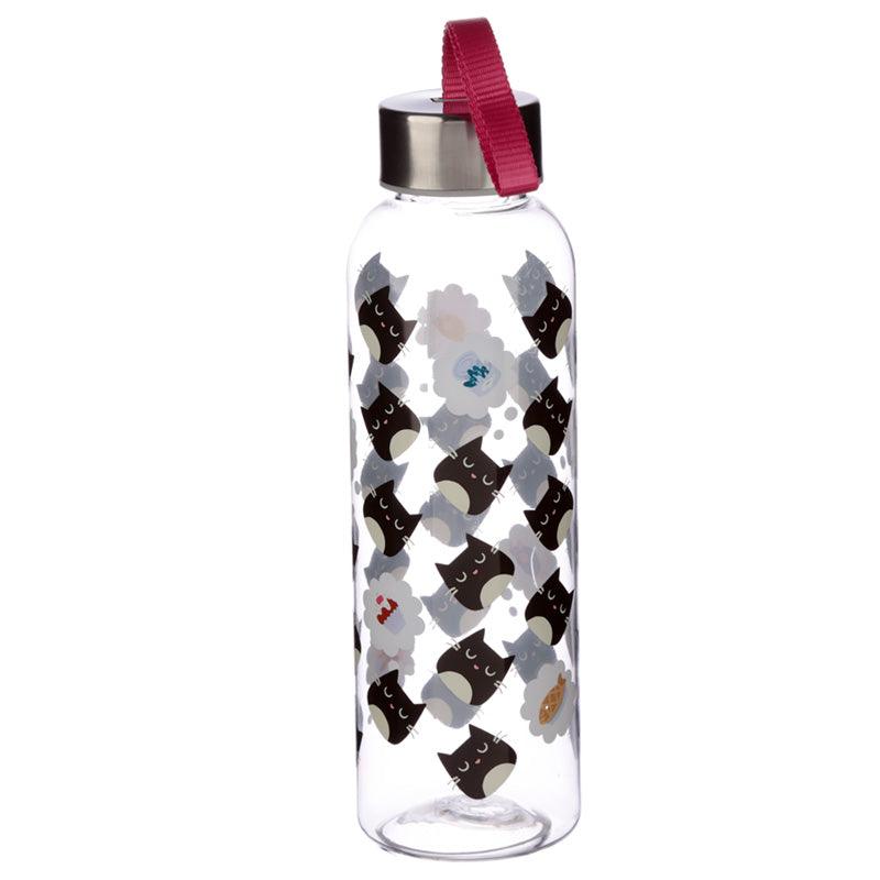 Feline Fine Cat 500ml Reusable Plastic Water Bottle with Metallic Lid