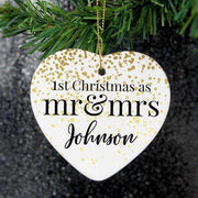 Personalised 1st Christmas As Mr & Mrs Ceramic Heart Decoration - Myhappymoments.co.uk