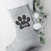 Personalised Paw Print Silver Grey Pet Christmas Stocking