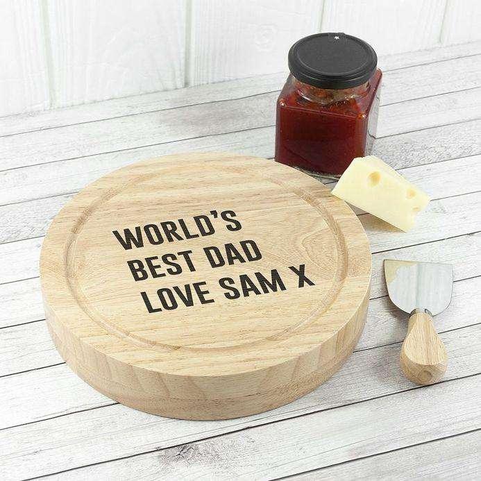 Engraved Any Message Round Cheese Board Set