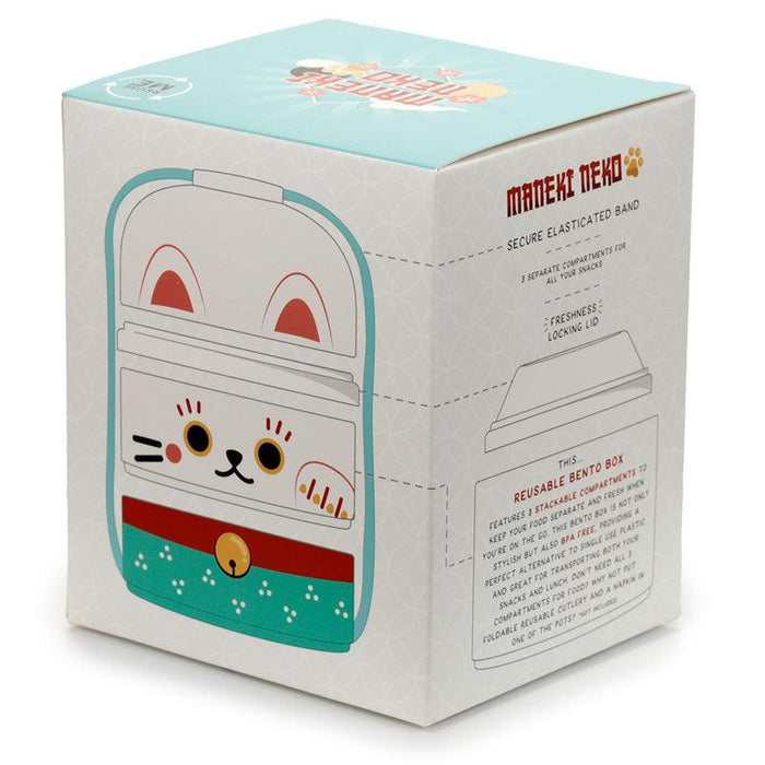 Maneki Neko Lucky Cat Stacked Round Bento Lunch Box