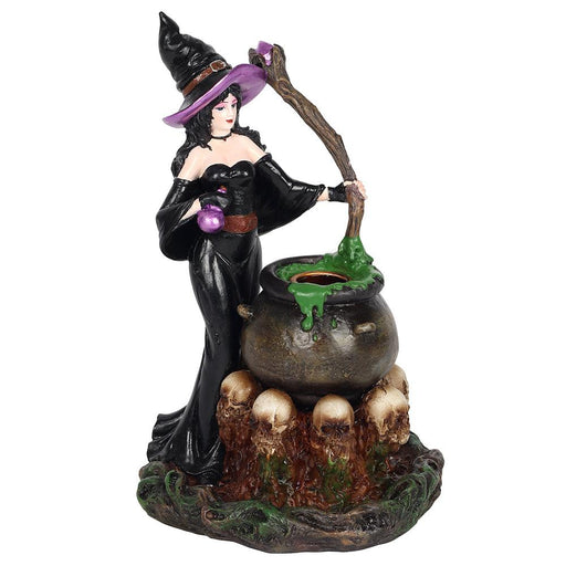 Witch with Skull Cauldron Backflow Incense Burner