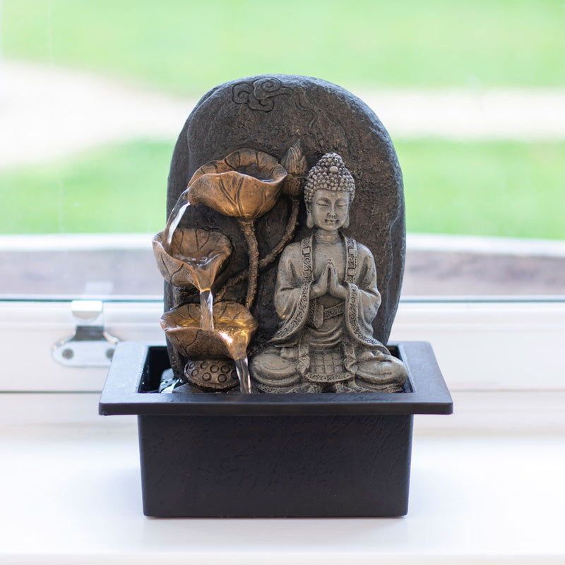 Grey Buddha LED Water Fountain