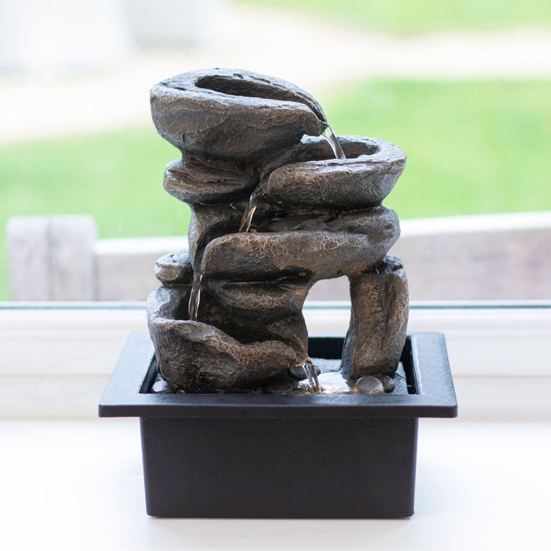 Stacked Rock Waterfall LED Fountain