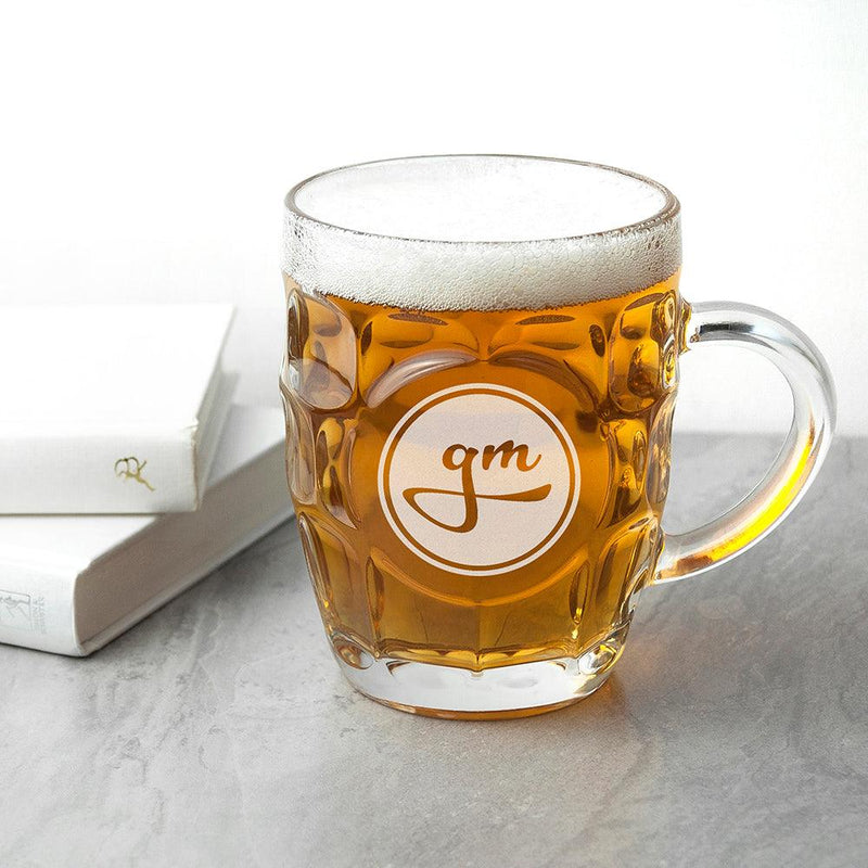 Personalised Round Monogrammed Dimpled Beer Glass