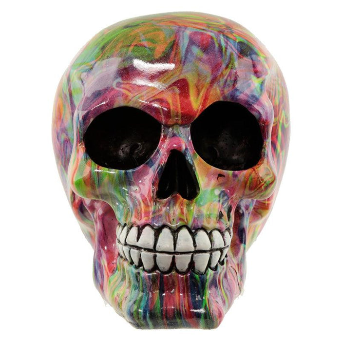 Rainbow Marble Skull Ornament