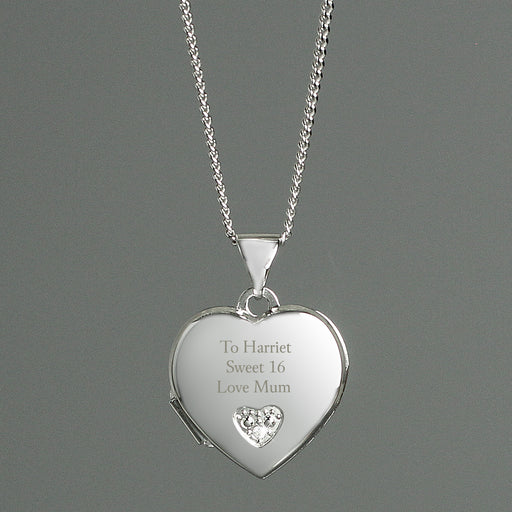 Personalised Children's Sterling Silver Cubic Zirconia Heart Locket Necklace
