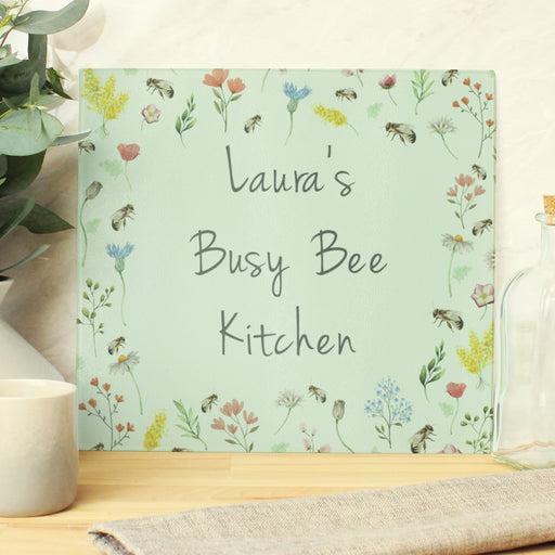 Personalised Bee Glass Chopping Board