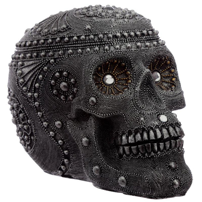 Silver Beaded Skull Head Large Ornament