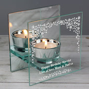 Personalised Diamante Mirrored Glass Tea Light Holder