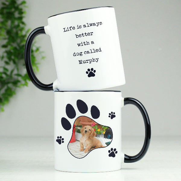 Personalised Pet Dog Cat Photo Black Handled Mug | Dog Cat Lover Gift