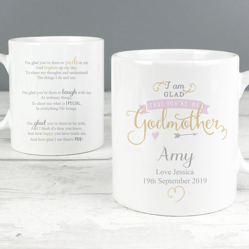 Personalised I Am Glad That You’re My Godmother Mug - Myhappymoments.co.uk