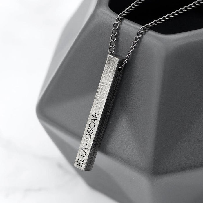 Personalised Men's Brushed Gunmetal Solid Bar Necklace