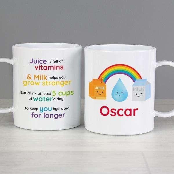 Personalised Kids Healthy Eating Plastic Mug - Myhappymoments.co.uk