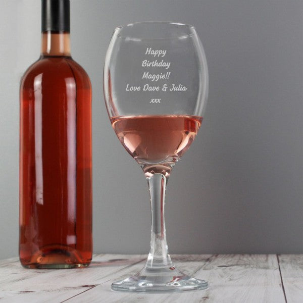 Personalised Any Message Wine Glass - Myhappymoments.co.uk