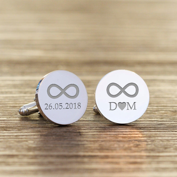 Personalised Groom Cufflinks - Infinity Initials & Date