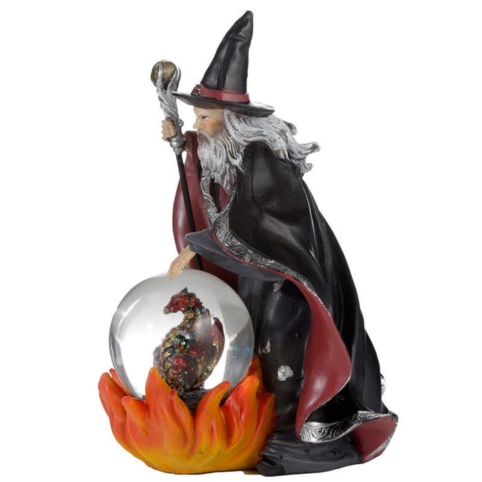 Spirit of the Sorcerer - Fire Dragon Wizard Snow Globe Waterball Figurine