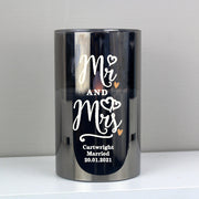 Personalised Mr & Mrs Wedding Smoked Glass LED Candle