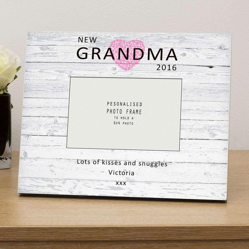 Personalised New Grandma Wood Photo Frame Available In Pink And Blue - Myhappymoments.co.uk