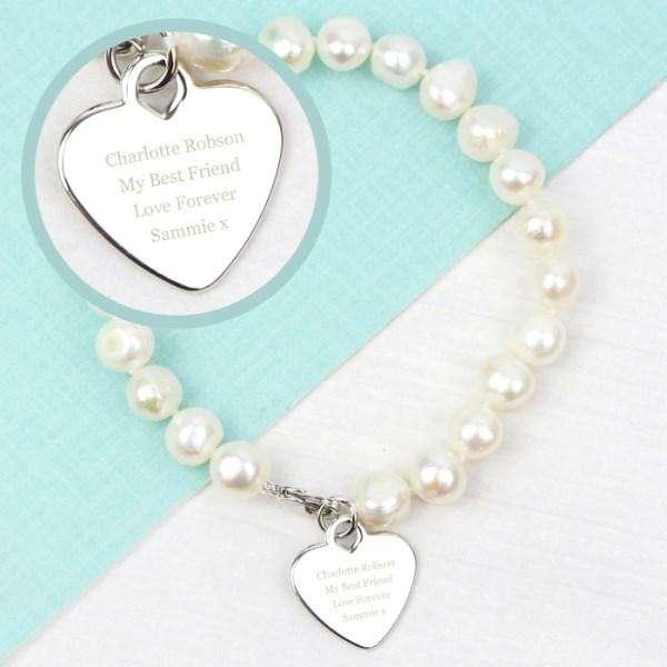 Personalised White Freshwater Pearl Message Bracelet - Myhappymoments.co.uk