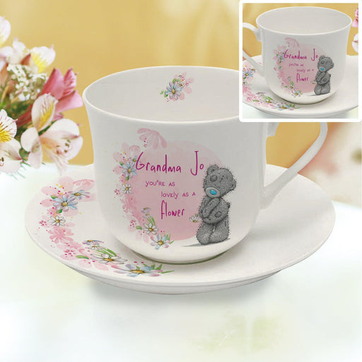 Personalised Me To You Lovely As A Flower Cup & Saucer