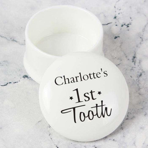 Personalised 1st Tooth Ceramic Trinket Keepsake Box - Myhappymoments.co.uk