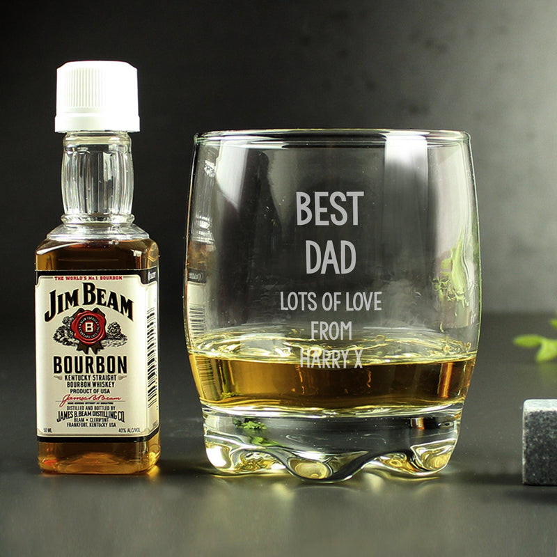 Personalised Tumbler Glass and Jim Beam Miniature Set