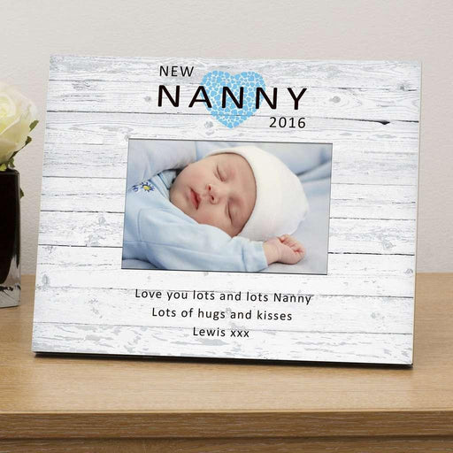 Personalised New Nanny Wood Photo Frame Available In Pink And Blue - Myhappymoments.co.uk