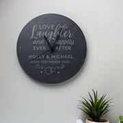 Personalised Love Laughter Slate Clock - Wedding Gift
